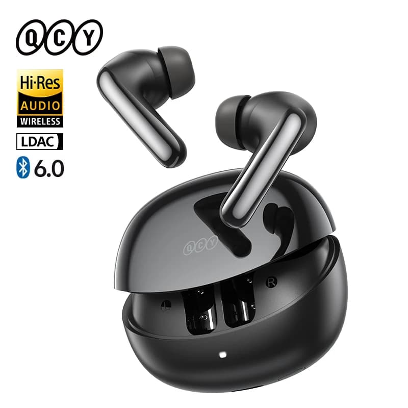 QCY MeloBuds N60 HT19 Wireless Bluetooth 6.0 Earphones 56dB Hybrid ANC LDAC Hi-Res Audio with Coaxial Dual Driver Earbuds 45Hrs