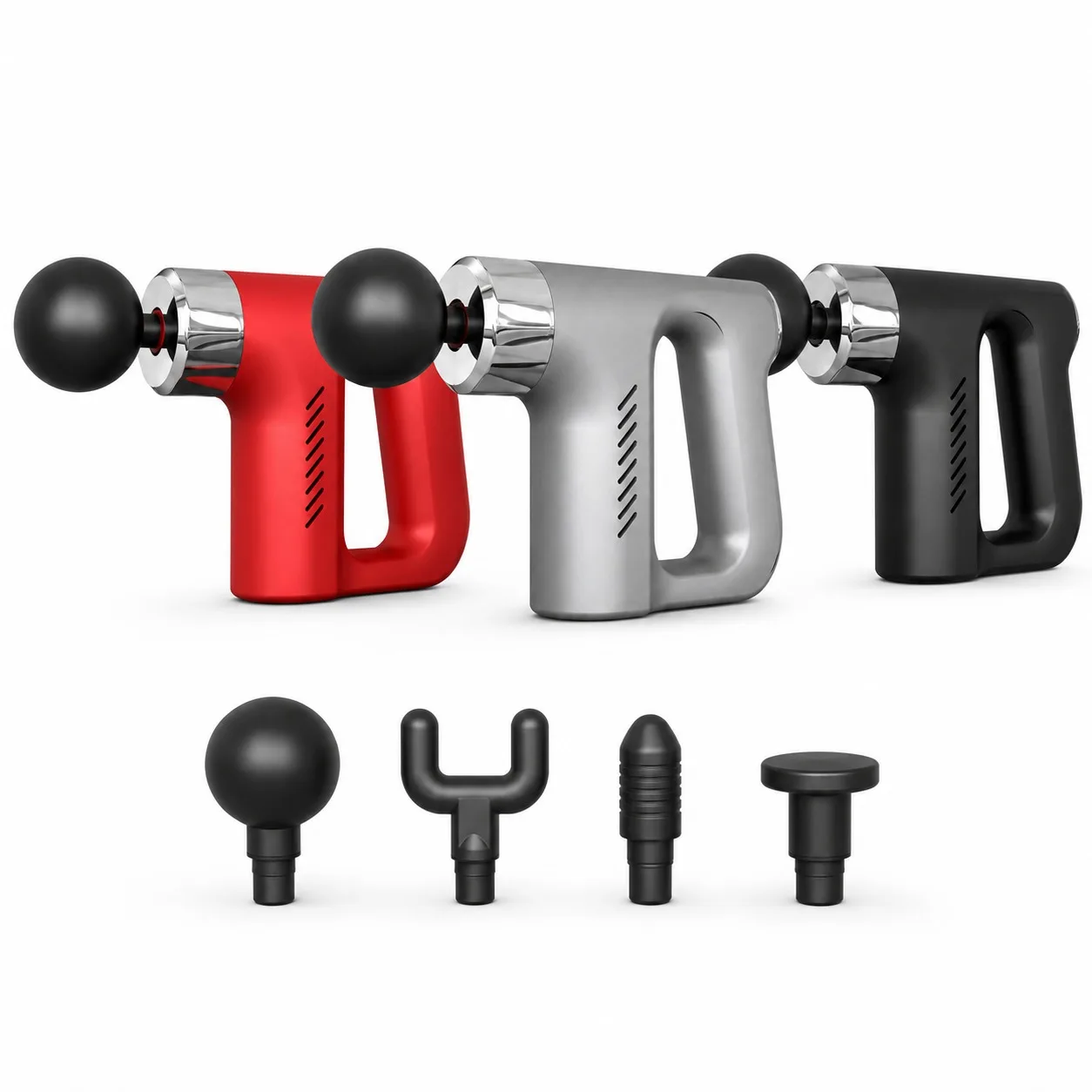 Mini Electric Muscle Massage Gun with 5 Intensity Levels, Portable Percussion Massager with 4 Heads and T-Handle Design for Back and Neck Relief