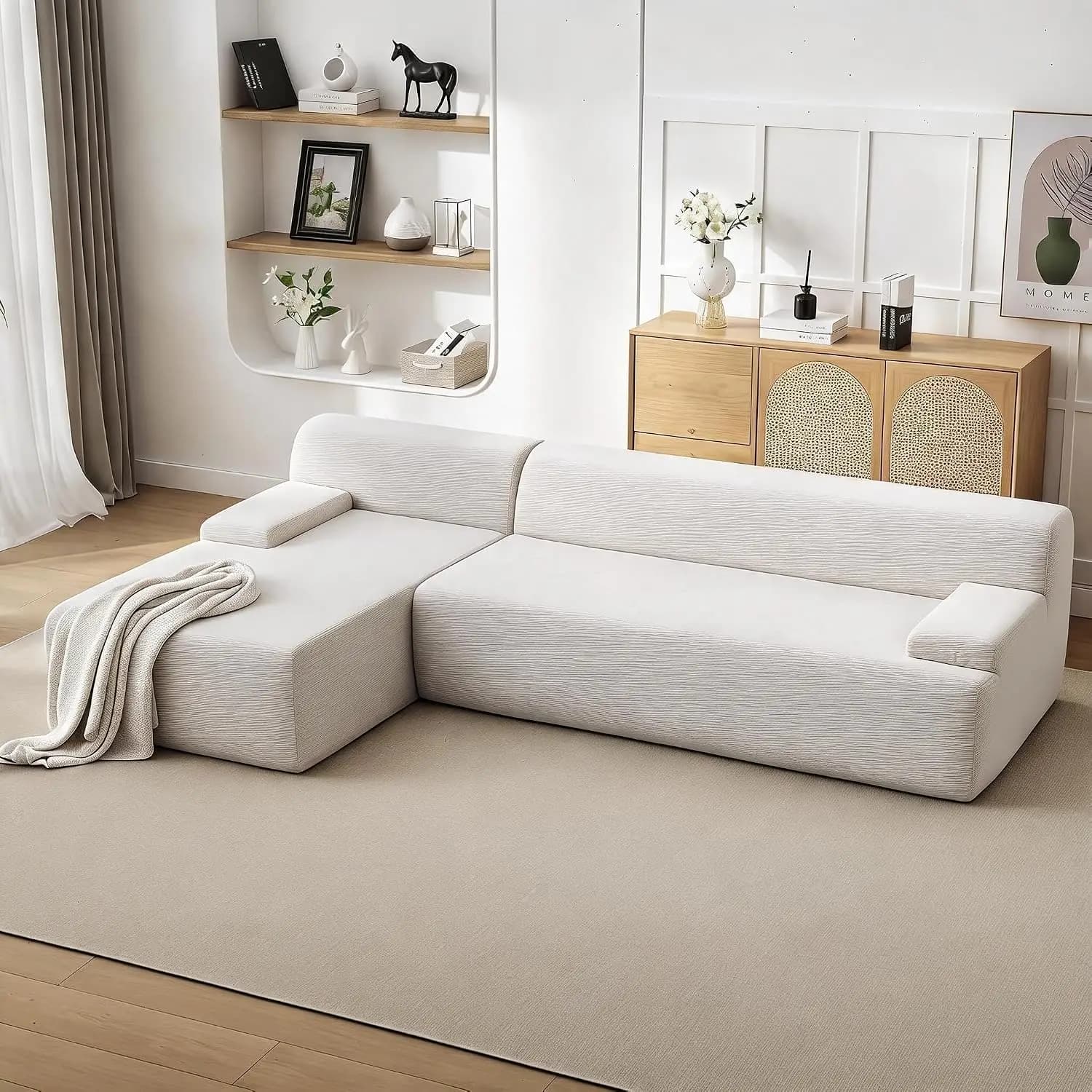 Garvee L-Shape Chaise Sectional Sofa | Modern Modular Deep-Seat Cloud Couch, Ultra-Soft Corduroy, Space-Saving Design, No Assembly Required