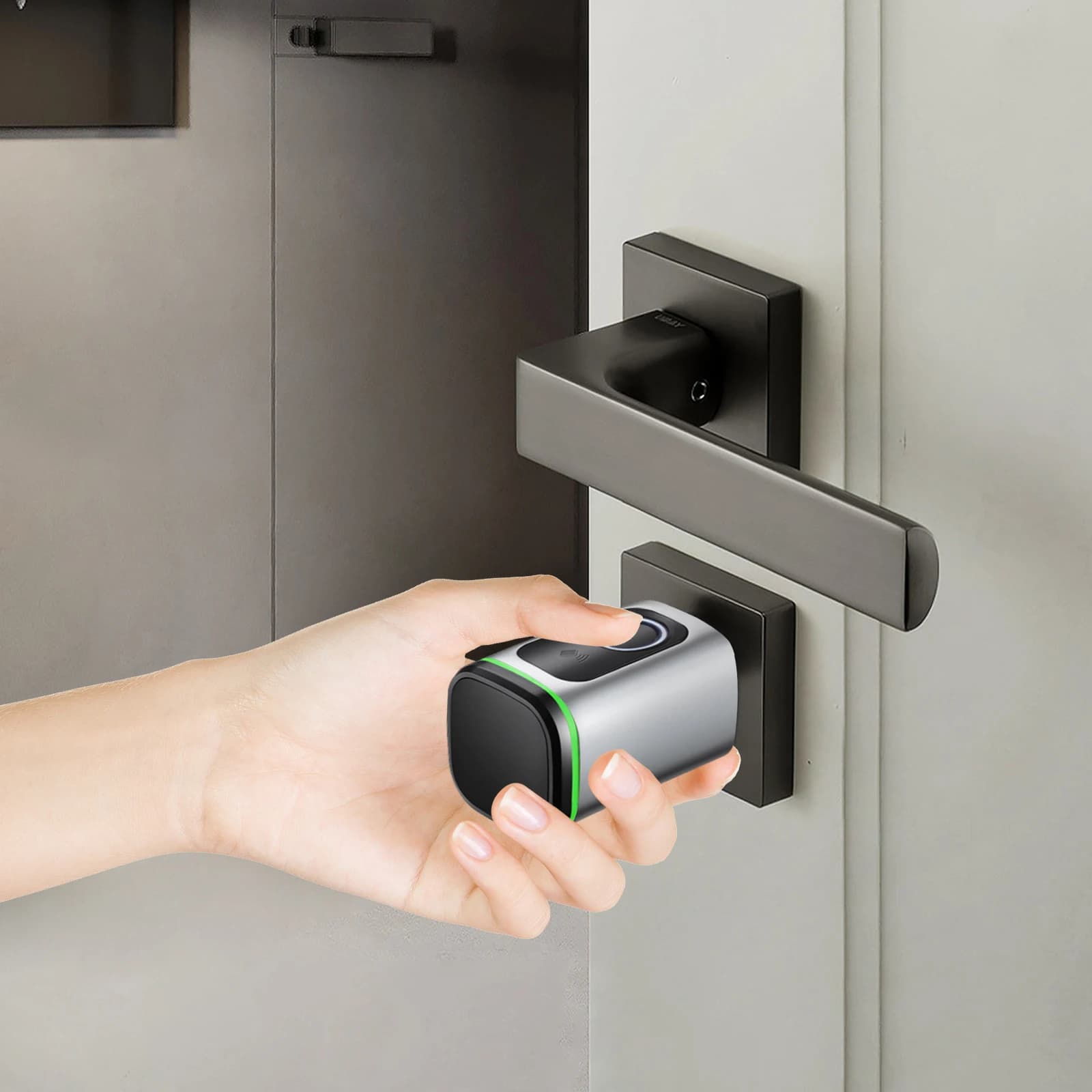 Bluetooth Smart Door Lock Fingerprint Locking Cylinder Unlock Method Fingerprint/App/Keycard/Manual Key for Home Office Security