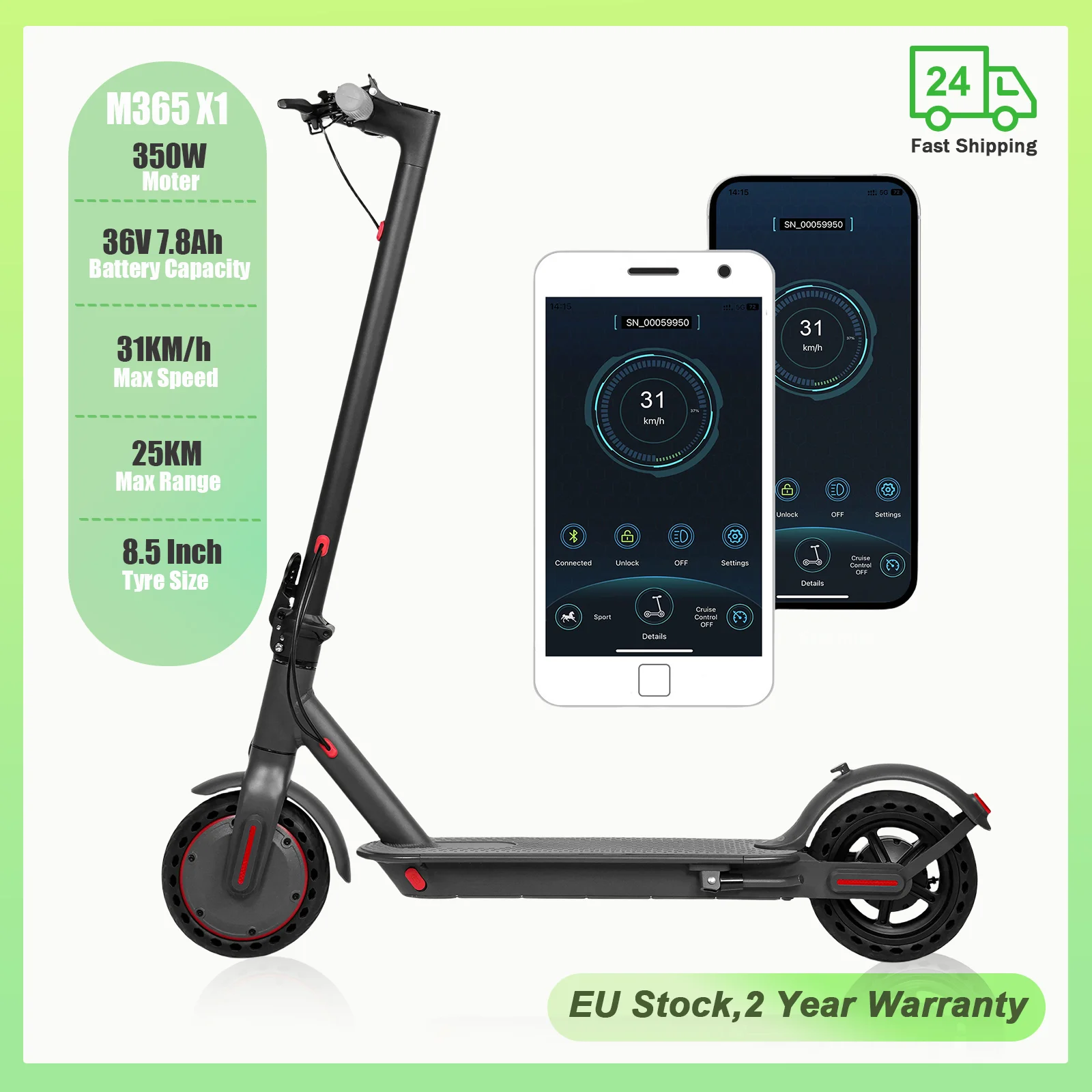 M365PRO/M365 X1 Electric Scooter 36V 10.5Ah Powerful Motor 35KM Long Range Fast Riding 8.5Inch Solid Tires Foldable Smart APP Aovopro High Speed EScooter