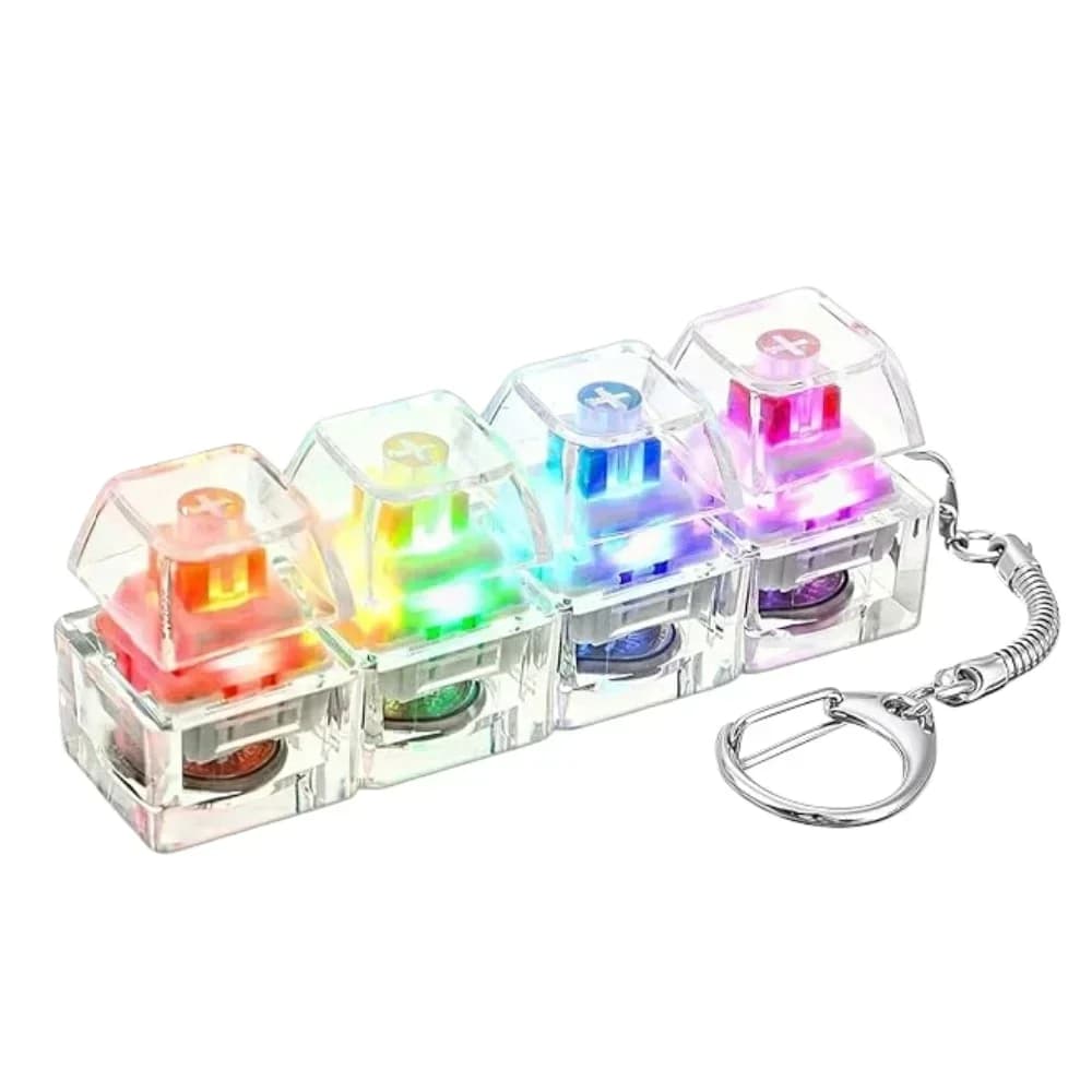 4-Button Fingertip Keyboard Keychain RGB Keyboard Fidget Toy with Lights for Stress Relief Decompression Calming Accessories