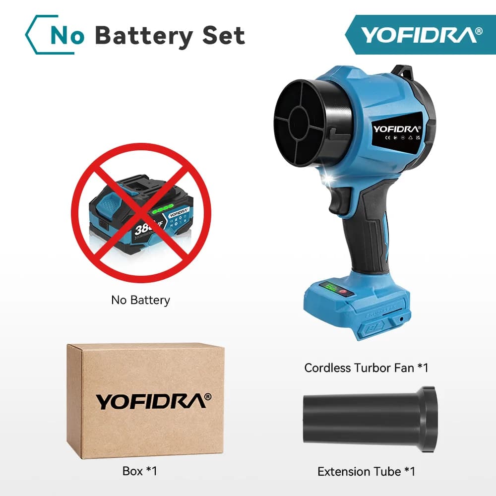 YOFIDRA Brushless Electric Turbo Blower Fan 330000RPM Handheld Leaf Blower Dust Blowing Power Tool for Makita 21V Battery Pins