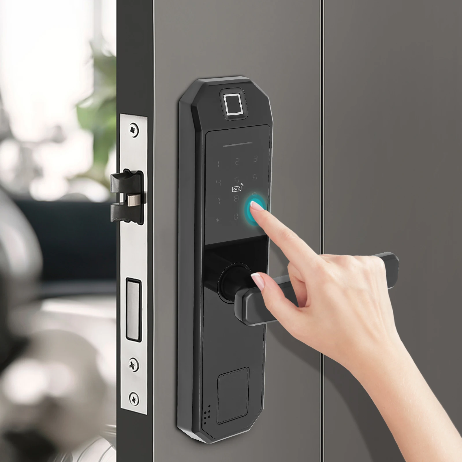 Smart Door Lock Fingerprints passwords 4 Unlock Methods 15 Month Battery  200 User Capacity for Home Office Apartment Security