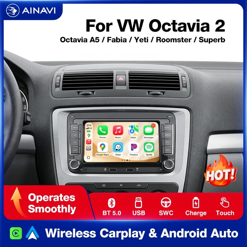 AINAVI Wireless CarPlay Android Auto 7 Inch 2 Din Car Radio Stereo MP5 Multimedia Player Bluetooth FM AM RCA RDS GPS WiFi For Volkswagen VW GOLF PASSAT B6 B7 POLO TIGUAN SKODA OCTAVIA SEAT LEON JETTA TOURAN CADDY