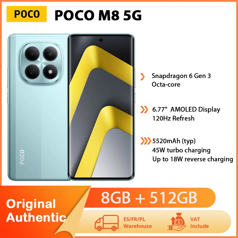 POCO M8 5G, NFC, Snapdragon® 6 Gen 3, 6.77" Flow AMOLED Display 120 Hz, 50 MP Camera, 5520 mAh, IP65