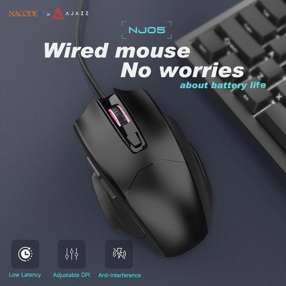 AJAZZ NJ05 Wired Mouse 3D scroll wheel Six buttons for more tun Office Games