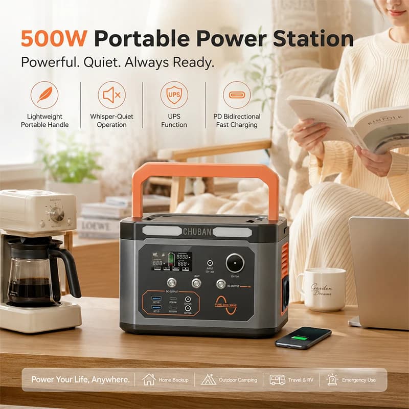 500W Power Portable Power Station Multifunctional Outdoor Backup Power Generator Outdoor Camping Household Travel Emergency Charging Power Supply