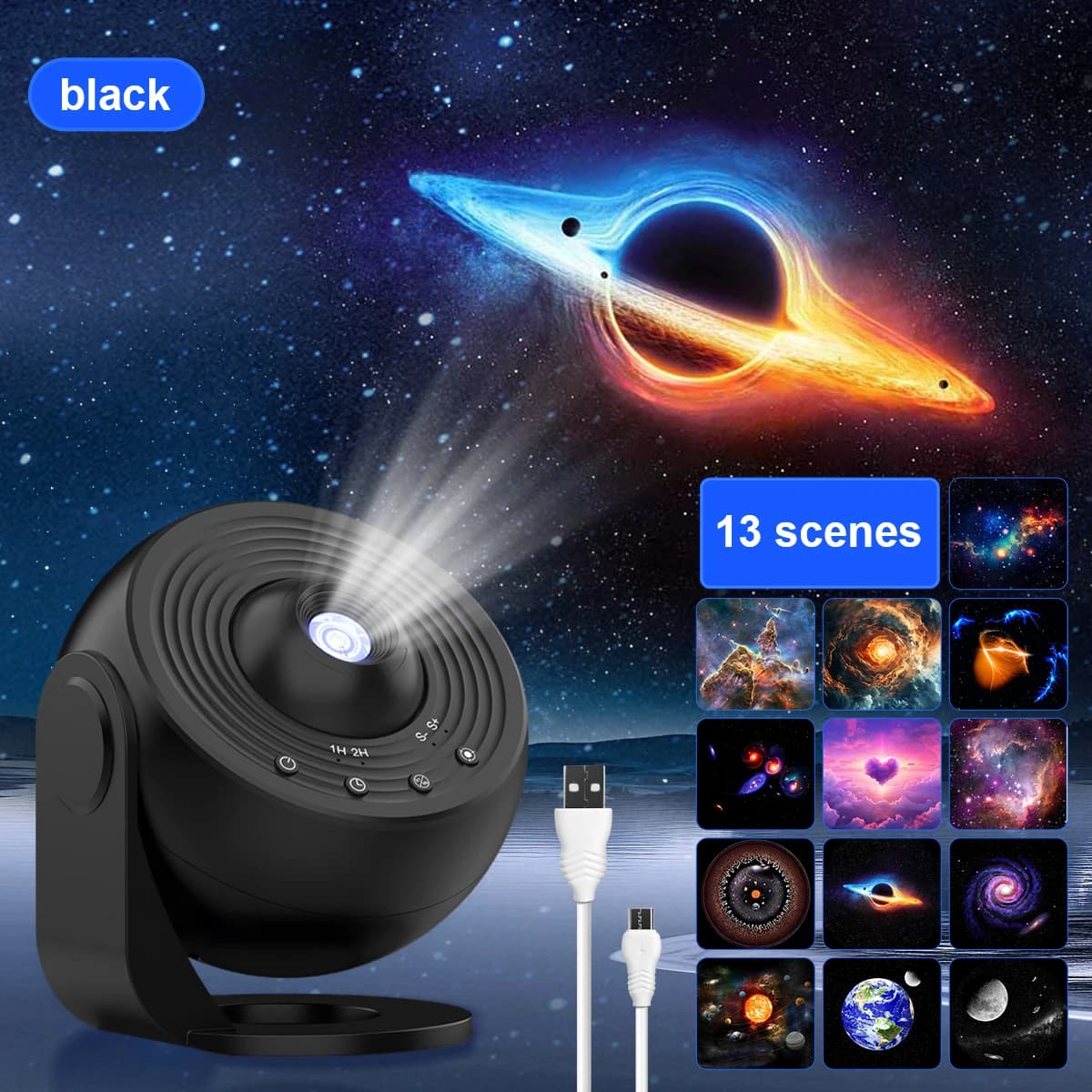 Aiopp Pro Version Galaxy Projector with 13 HD Films, 360° Rotation Focus Adjustable Timer Night Light For Bedroom Decor&Kids Adults Festival Gift