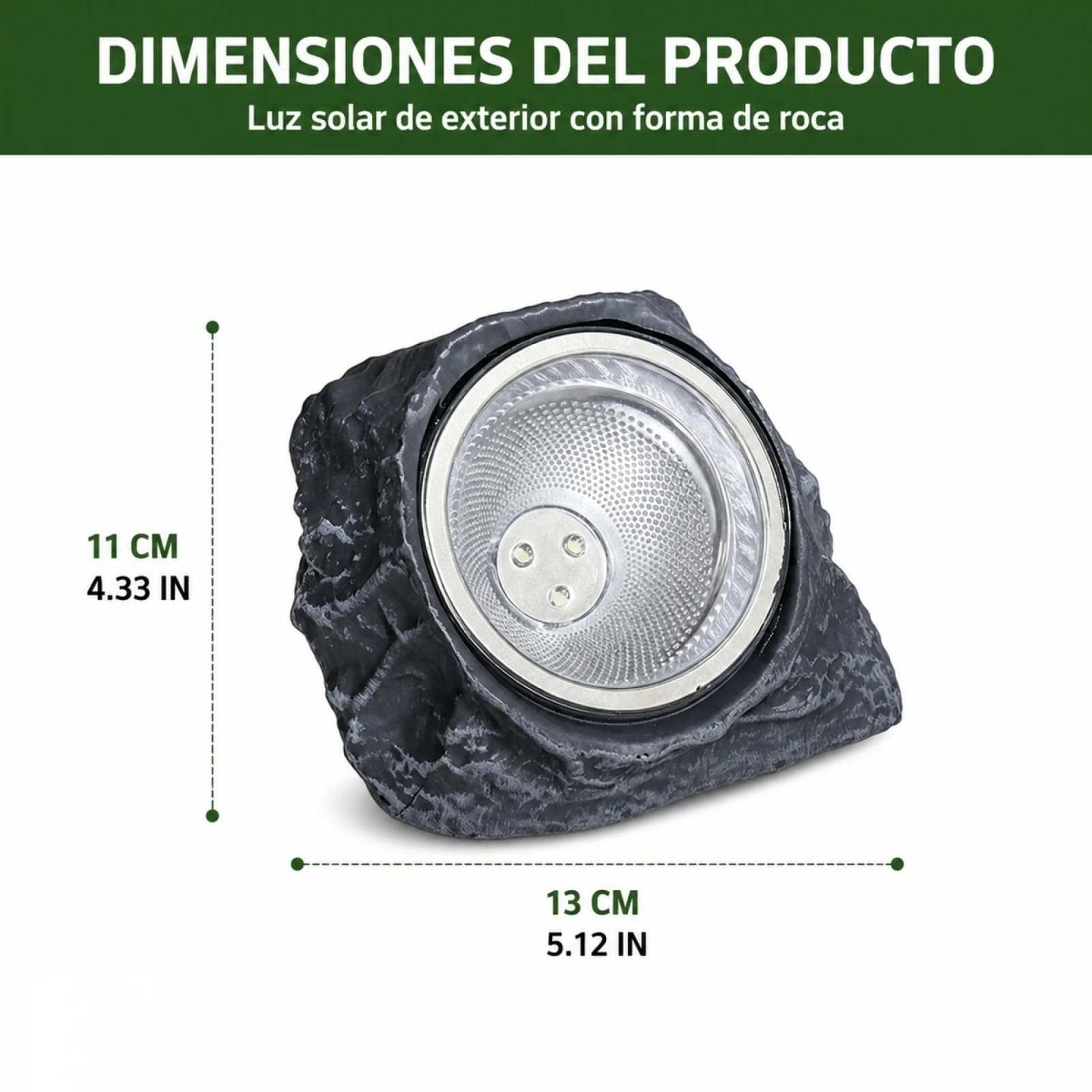 Solar LED Spotlight for Garden with Realistic Rock Design, 13x11cm Waterproof Outdoor Lamp, Decorative Lighting for Paths, Lawn and Landscaping, Warm Light from 3 LEDs