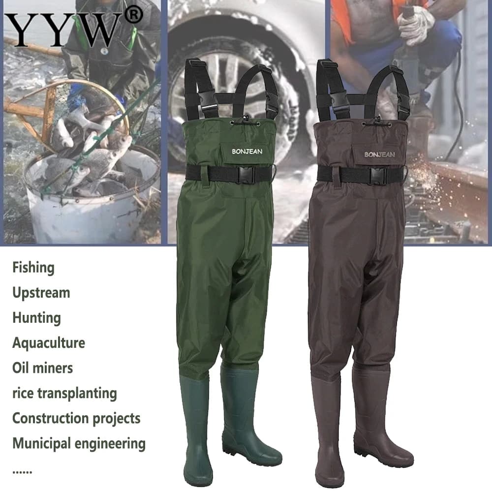 Waterproof Fishing Waders Pants Rain Boots For Men Women Outdoor Upstream Hunting Durable Breathable Chest-Lenght Wader Overalls