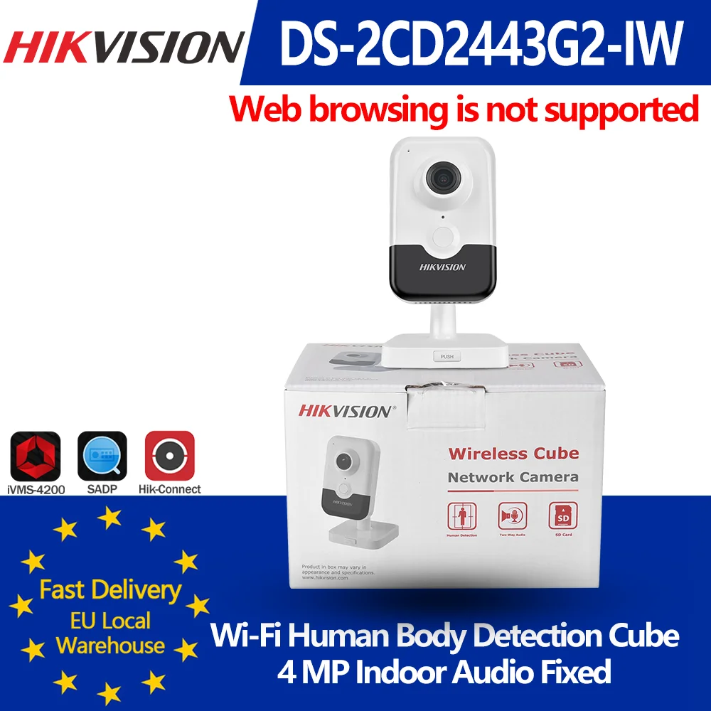 Hikvision 4MP IP Camera DS-2CD2443G2-IW Wireless Indoor Human Body Detection IR WiFi Network Camera PoE 2-way Audio SD Card Slot
