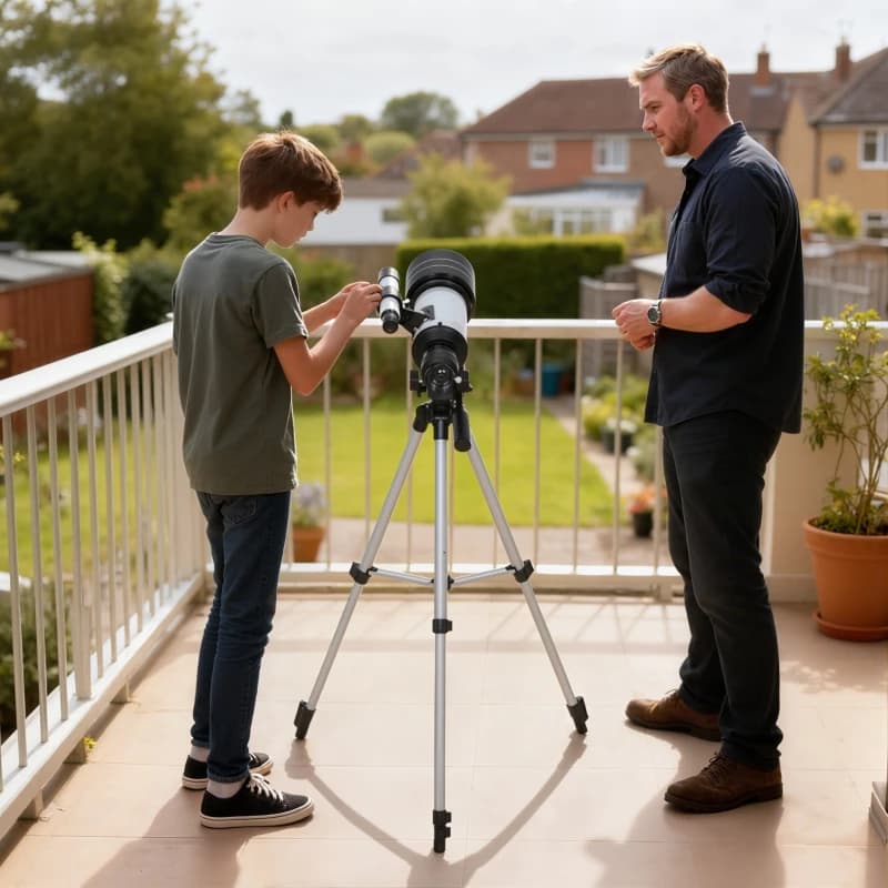 70mm Telescope for Beginners, 3 Eyepieces (H6/H12/H20) & 3X Barlow Lens, AZ Mount with Bubble Level, Adjustable Tripod (37-106cm)