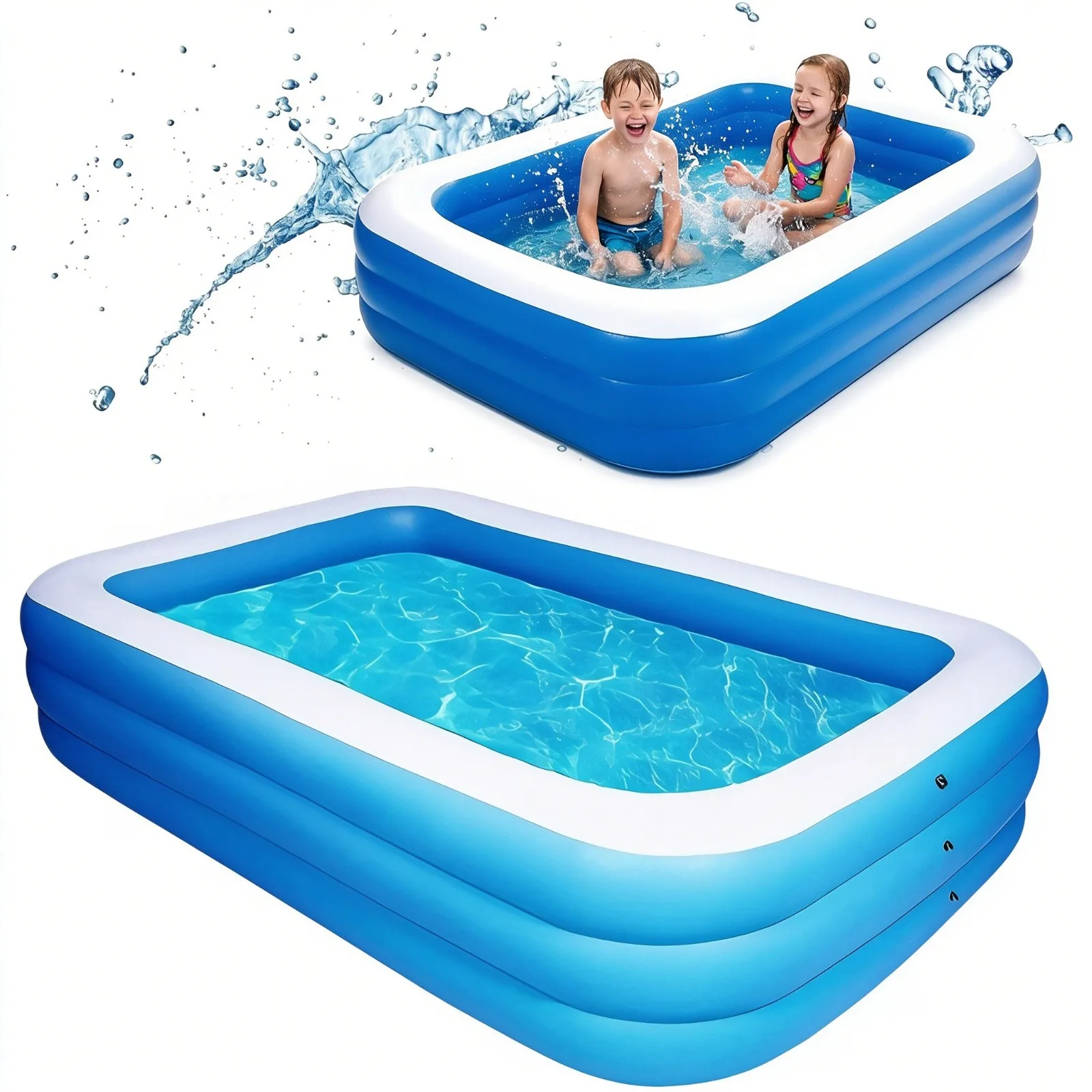 Foldable Inflatable Swimming Pool Summer Water Playing Pool Rectangular Paddling Pools for Family Garden Backyard Water Parties