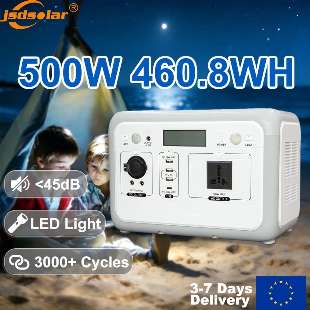Gaiaray 460.8WH Solar Power Bank 500W Outdoor Portable Power Station Fast Charging USB Support Solar Panel For RV Camping Home Energy Storage Equipment
