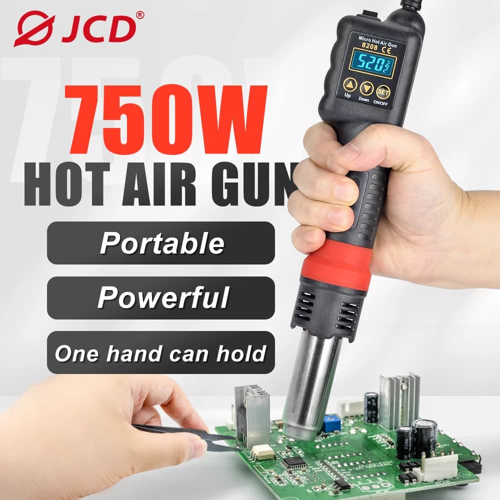 JCD 8208 Micro Hot Air Gun 750W Welding Rework Station LCD Digital Display Soldering Heat Gun Hair Dryer BGA IC Solder Tools