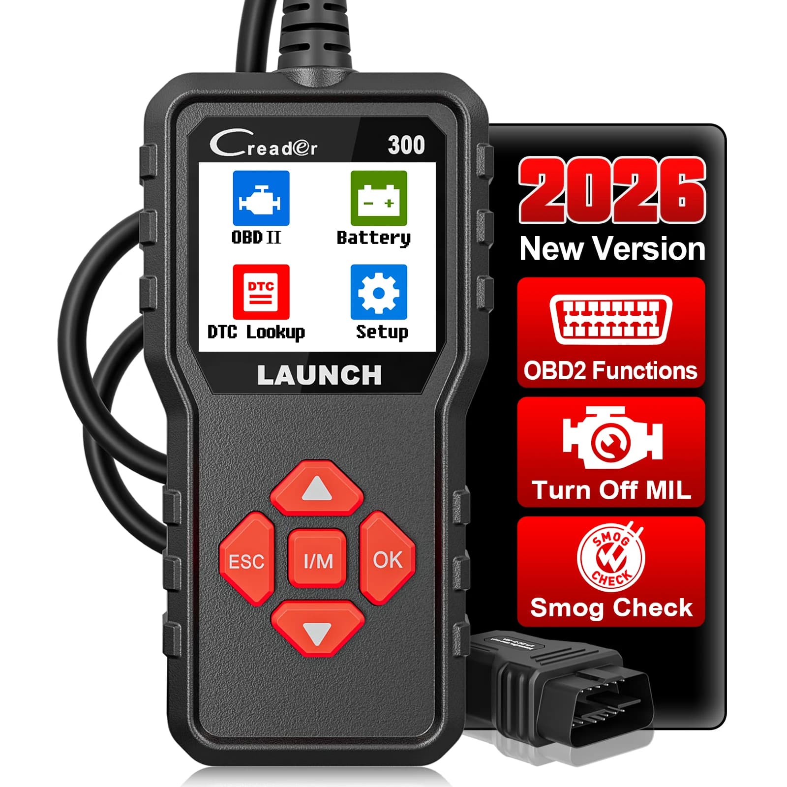 LAUNCH X431 CR300 OBD2 Scanner CAN Auto Code Reader OBDII Diagnostic Tools I/M Engine Battery Tester PK CR3001 MINI ELM327