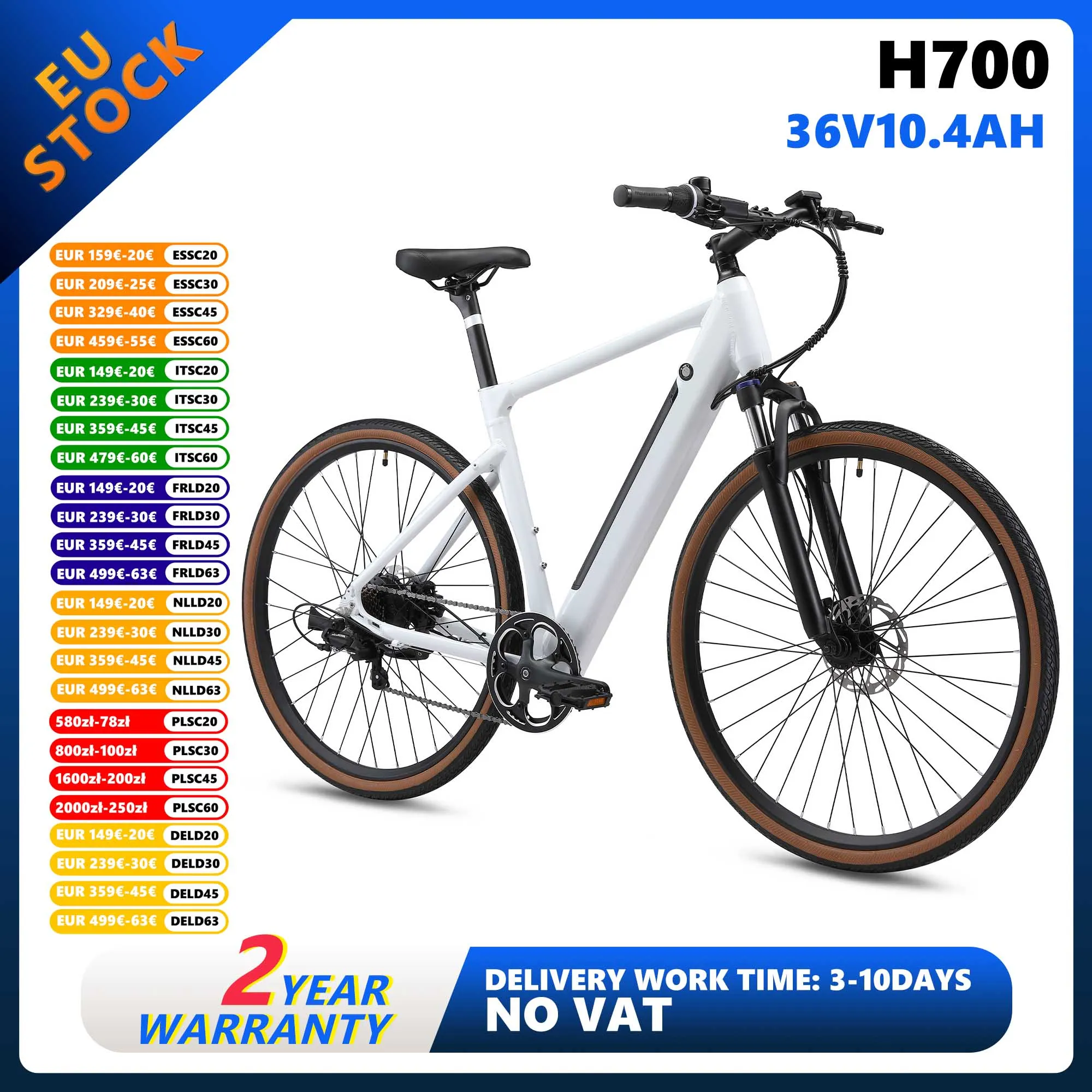 29inch Electric Bicycle, 250W Motor, Torque Sensor, 36V 10.4AH Battery, Electric Bike for Urban Commuting, 85KM Autonomy, Hydraulic Brake, 700C Tires, EU Certified City E-Bike