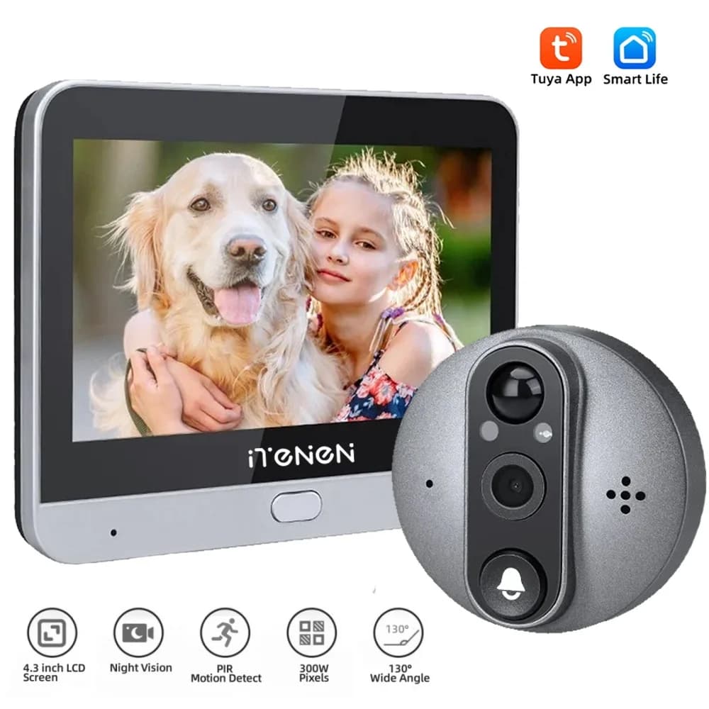 Smart Life House 2.4G Wifi Wireless Door Peepholes Doorbell 3MP Tuya Samrt Door Eye With Camera Ring Bell PIR Detection Doorbell