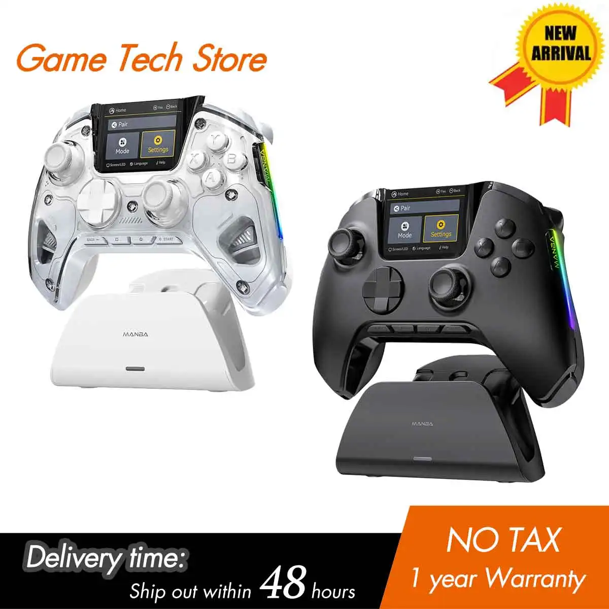 Wireless Gaming Controller Mamba One V2 for IOS/Android/Switch/PC Hall Effect Stick RGB Light 1800mAh with Charging Dock