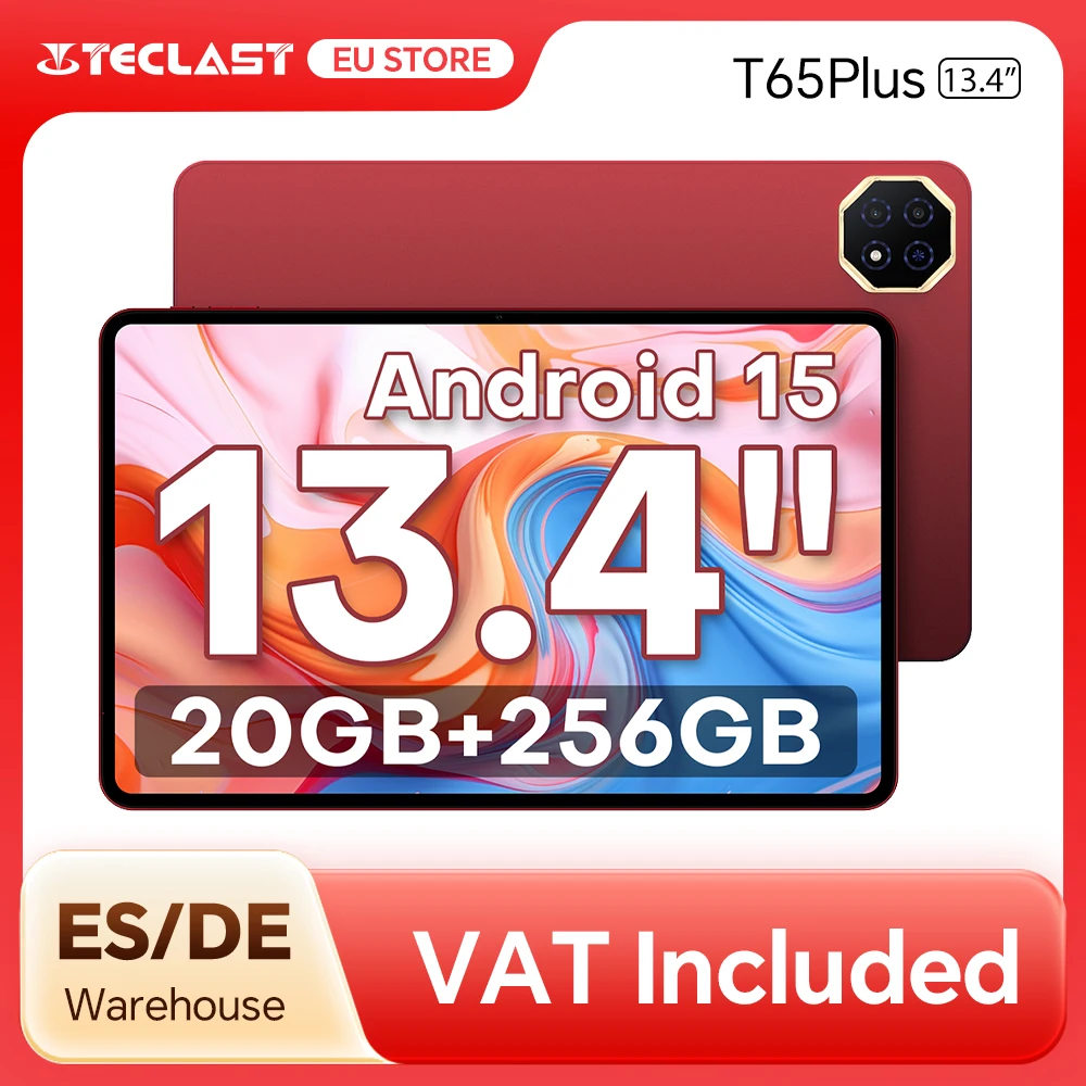 Teclast T65 Plus 13.4" Tablet Android 15 120Hz IPS 20GB(8+12) RAM 256GB ROM Helio G99 10000mAh 18W Fast Charging GPS 4G LTE