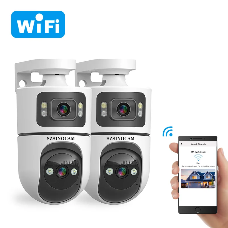 SZSINOCAM 2PCS WiFi Pan-Tilt Outdoor Wireless IP Camera HD Video Surveillance Camera with Wired Version 24-Hour Standby
