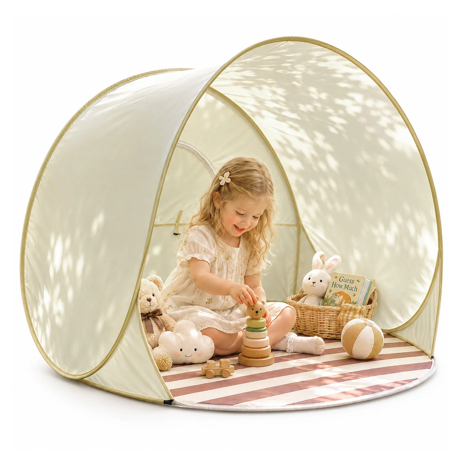 Beach Shelter Pop Up Beach Tent，Strandmuschel Pop Up UV Schutz, UPF 50+ Pop Up Strandmuschel, Faltbar Strand Muschel Baby UV Zelt, Windschutz Strandzelt, Automatisches Pop Up Sonnenschutz, Baby Strandmuscheln