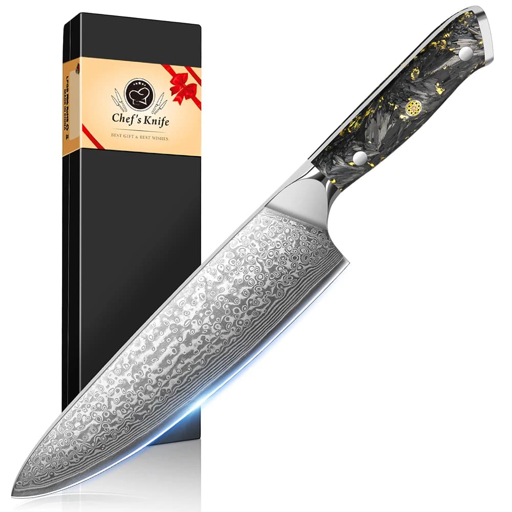 Kitchen Knife,Damascus Chef Knife,Ultra Sharp VG-10 Steel with Resin Handle,Professional Chef'S Kitchen Knife,With Gift Box