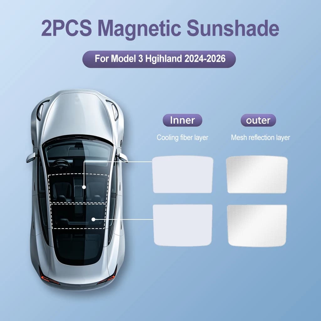 BYTON Sunroof Honeycomb Sunshades For Tesla Model 3 Highland Model Y Juniper 2025-2026 Sun Pare Glass Front Rear Skylight Accessory