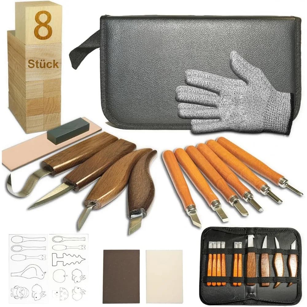 Carving Tool Set with 10 Carving Knives Portable Storage Bag for Beginners Hobbyists
