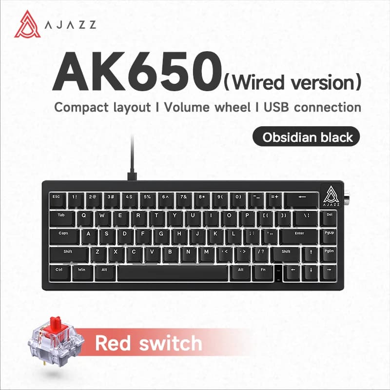 Ajazz AK650 Tri-Mode Mechanical Keyboard – Gaming Dedicated, Universal for Desktop Computers, Esports Gaming, Office Work,