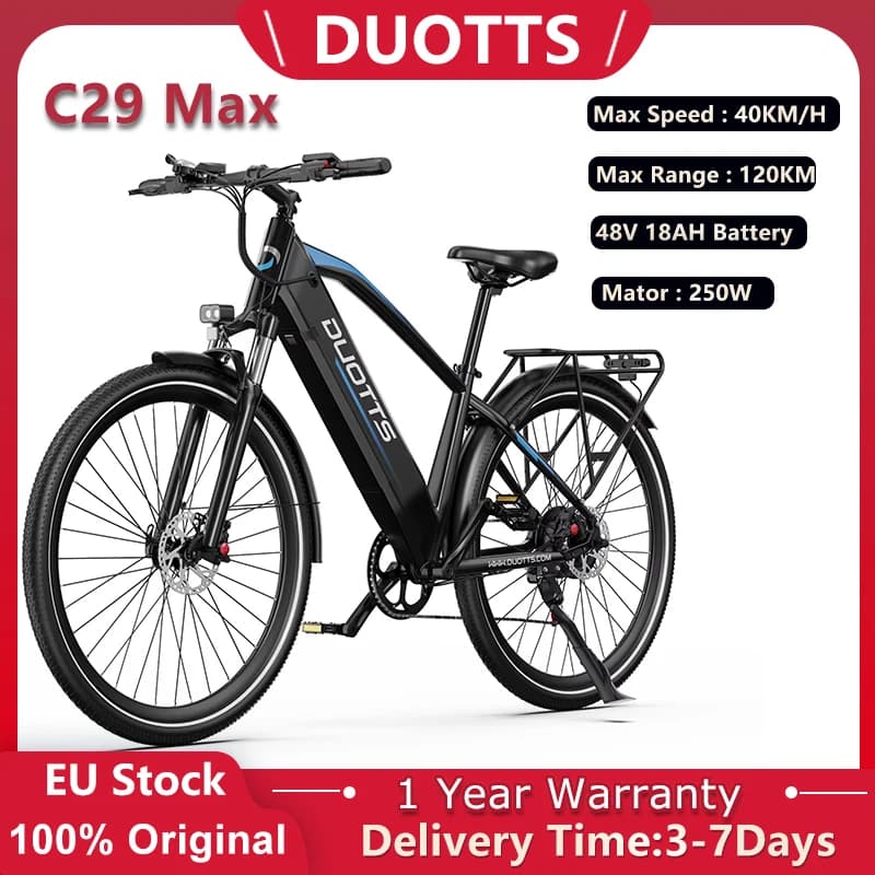 DUOTTS C29 Max Electrict Bike 48V18AH Battery 29"Hydraulic Brake Support APP Bluetooth Connect 40km/h Speed Motor 250W Ebike