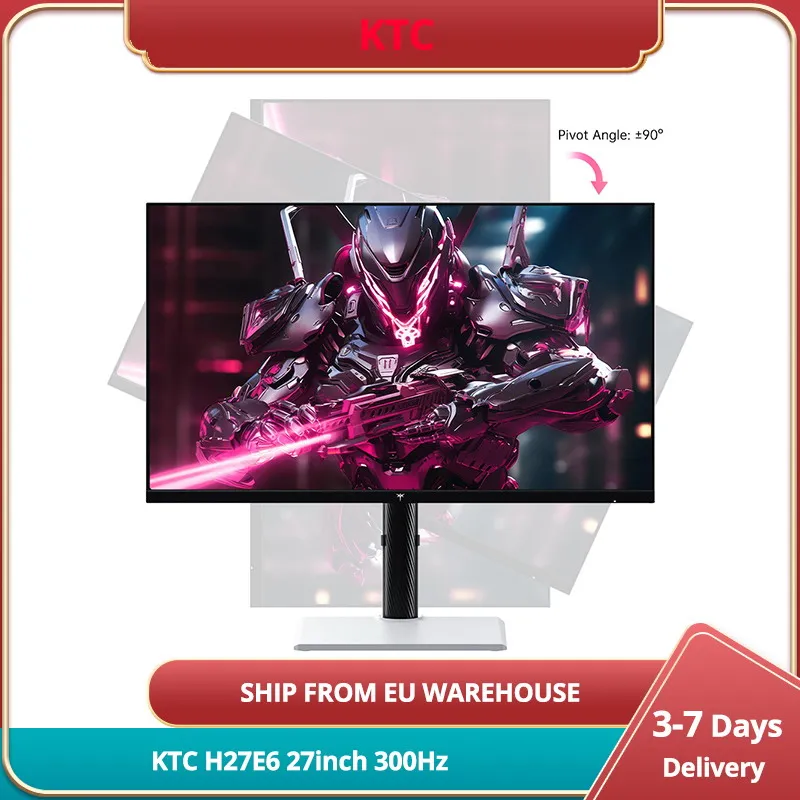 KTC H27E6 27-inch Gaming Monitor, 2560×1440 QHD Fast IPS Panel, 300Hz Refresh Rate (up to 320 Hz), HDR 400, 1ms Response Time, FreeSync and G-Sync Compatible