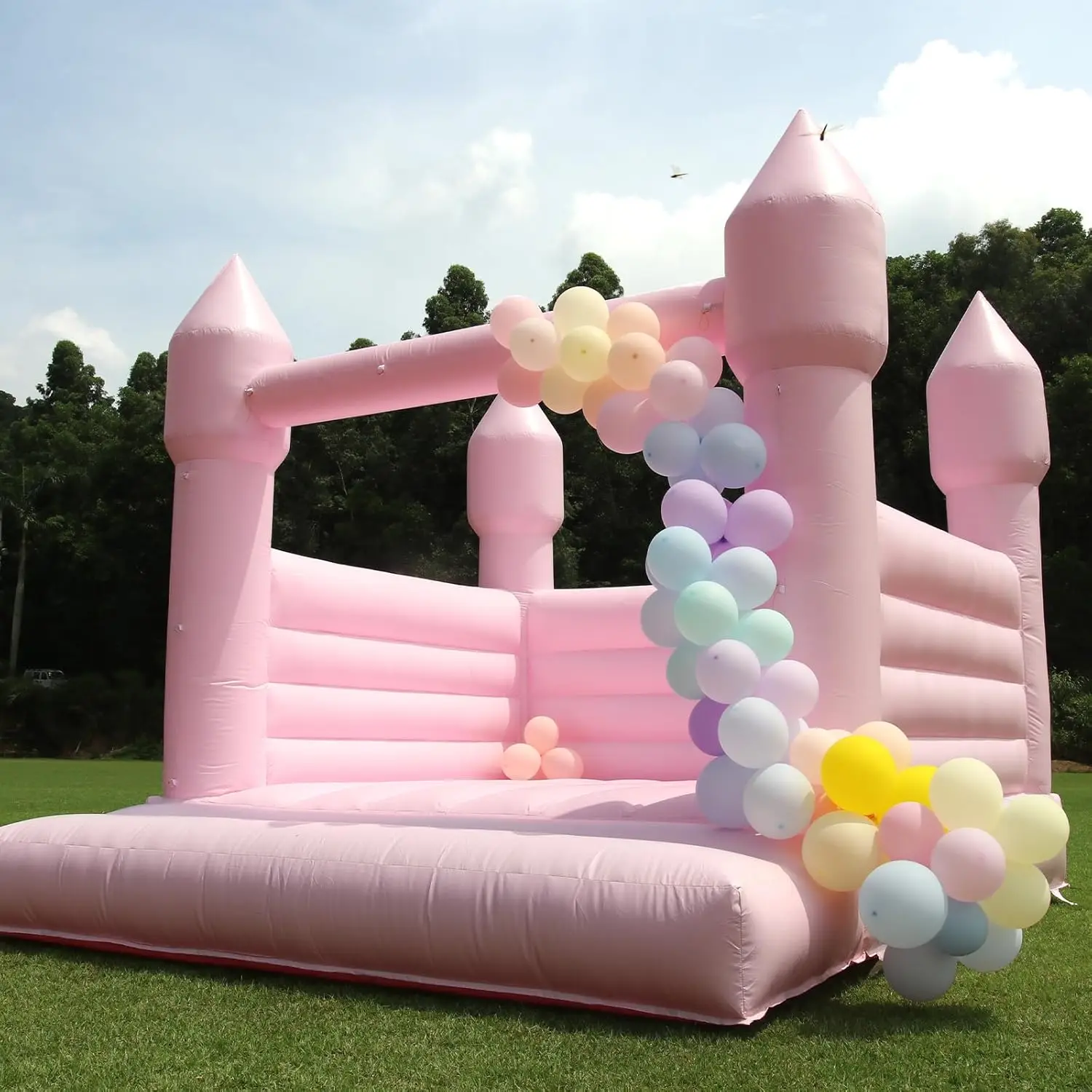 White Inflatable Bounce House Jumper Bouncy Castle PVC Large Commercial Kids Jumping Bed with Blower for Outdoor Fun Sports Toy