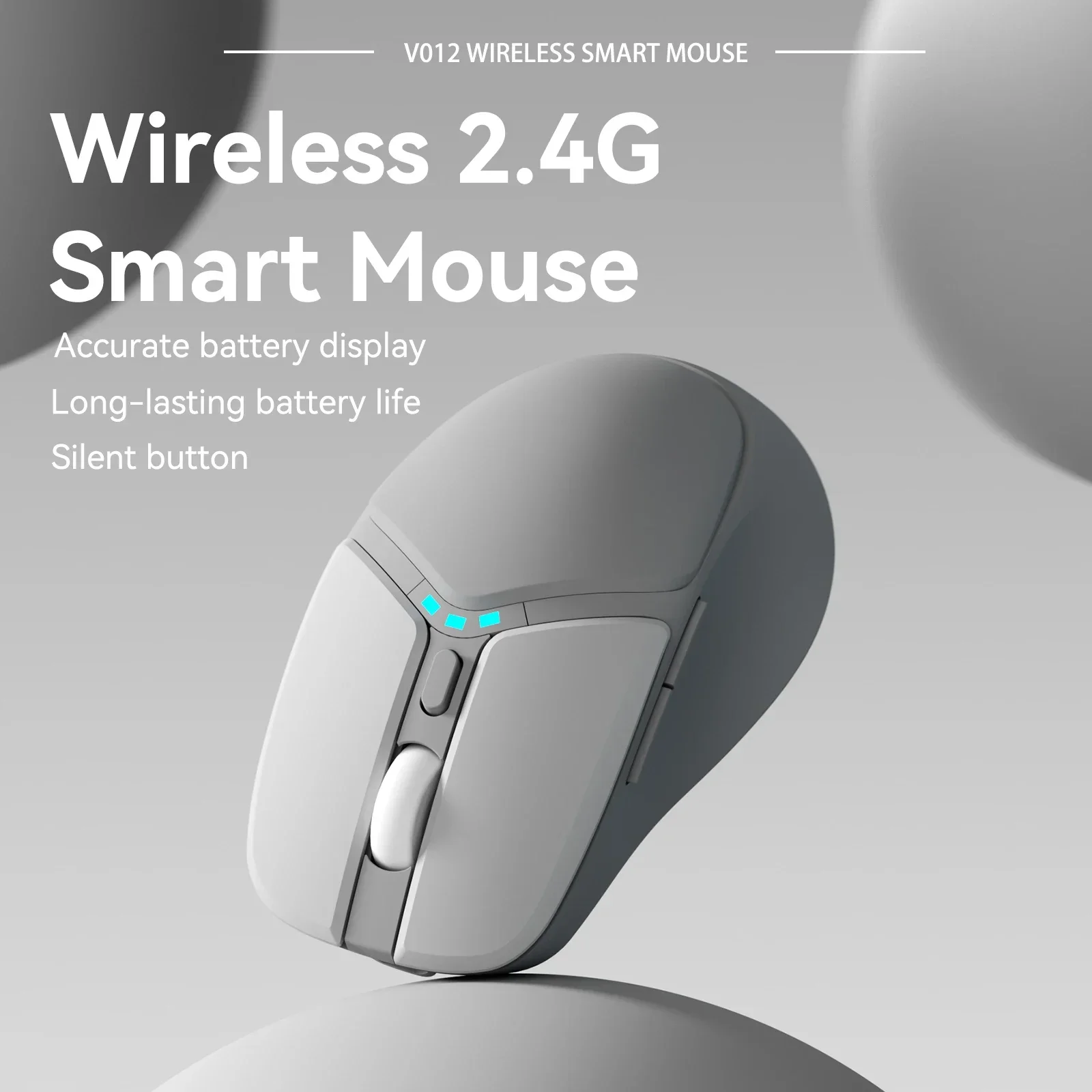V012 Wireless Mouse 2.4G Silent Ergonomic Rechargeable Mouse Portable Optical Computer Mouse with Adjustable DPI 800 1200 1600 Right Hand Office Business Mouse for Laptop PC Mac Notebook Home