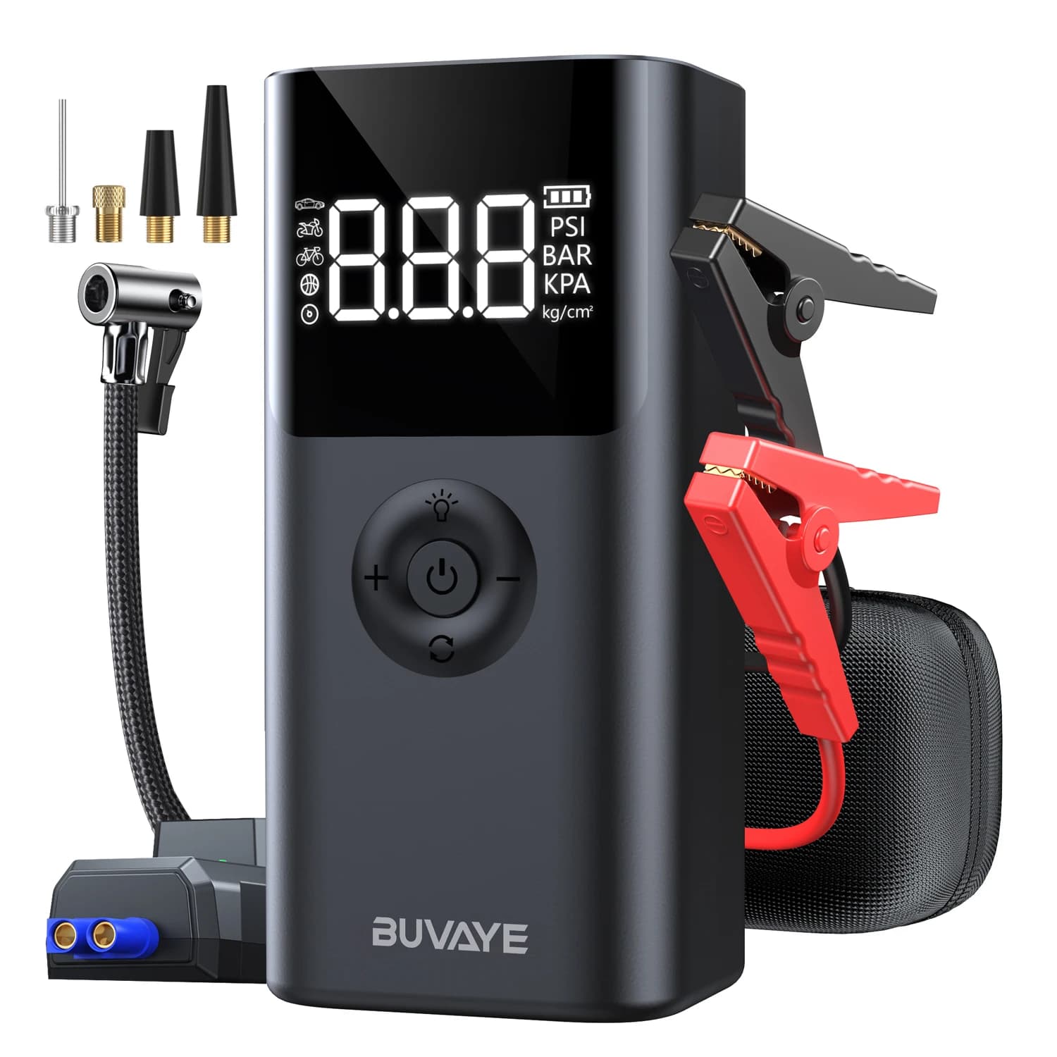 BUVAYE 4 In 1 2500A Portable Jump Starter Power Bank 150PSI Air Pump Booster Car Battery 12V Car Battery Starter Powerbank
