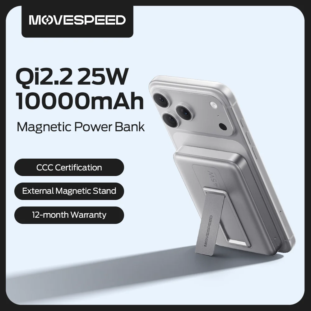 【CCC】MOVESPEED JP387Pro Qi2.2 Magnetic Wireless Power Bank 10000mAh USB C PD 45W Wired Fast Charging Powerbank for iPhone 17 16