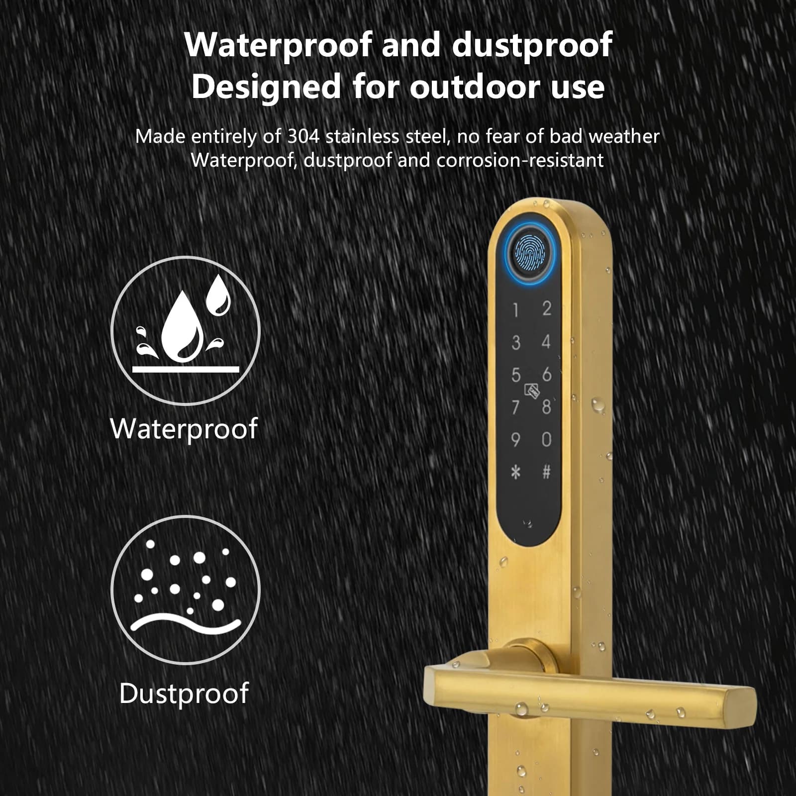 Electronic Smart Door Lock Waterproof Stainless Steel Digital Door Lock Fingerprint/Password/Card/Bluetooth/Key/App