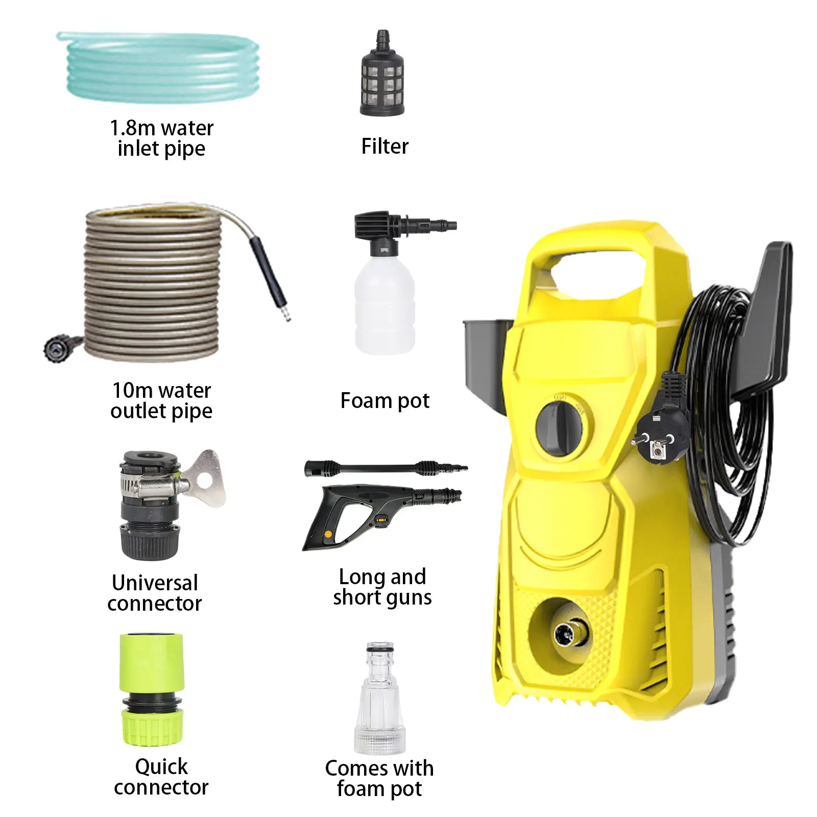 High Power Washing Car Machine Portable Pressure Washer Washing Car Water Gun Floor Cleaning Machine Adjustable Pressure Nozzles