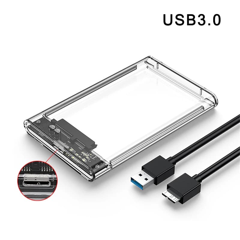 2.5 inch Hard Drive Enclosure USB 3.0/Type C to SATA III Clear External Hard Drive Case for 2.5 inch SATA SSD HDD Support UASP