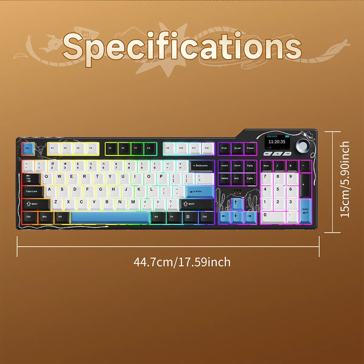 AJAZZ AK35I V4 Avocado Switch Mechanical Keyboard | OEM Side-Printed Dye-Sublimation Lightning Keycaps | Tri-Mode with Screen |