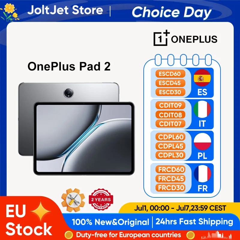 OnePlus Pad 2 Snapdragon 8 Gen 3 16GB+512GB Memory 12.1'' 144Hz Display 67W SUPERVOOC 13MP Camera Android OS 14.1 2024 Tablet