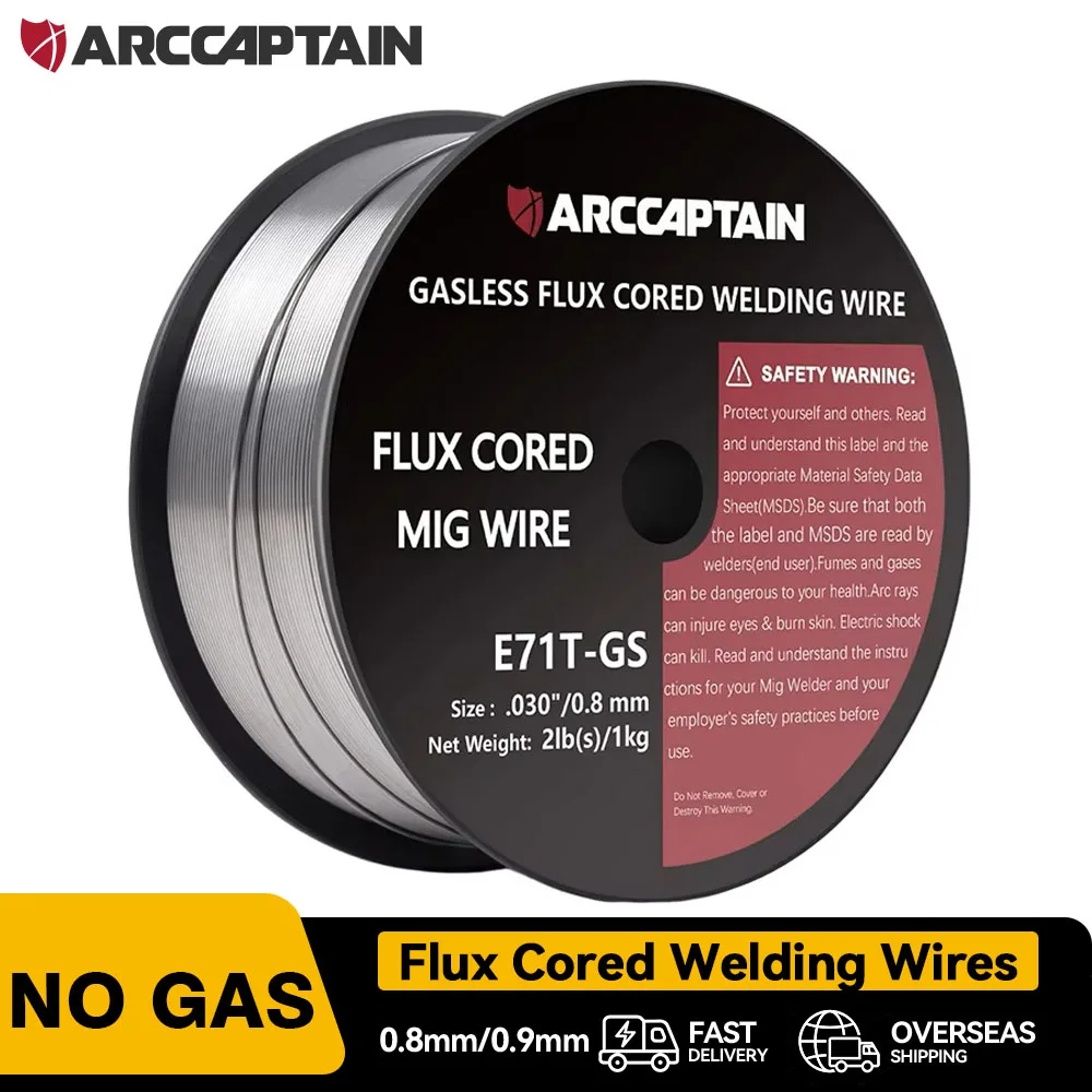 ARCCAPTAIN Gasless Flux Cored MIG Welding Wires 0.8mm/0.9mm 1KG 2Ib E71T-GS AWS A5.20 Carbon Steel Wire For Mig Welding Machine