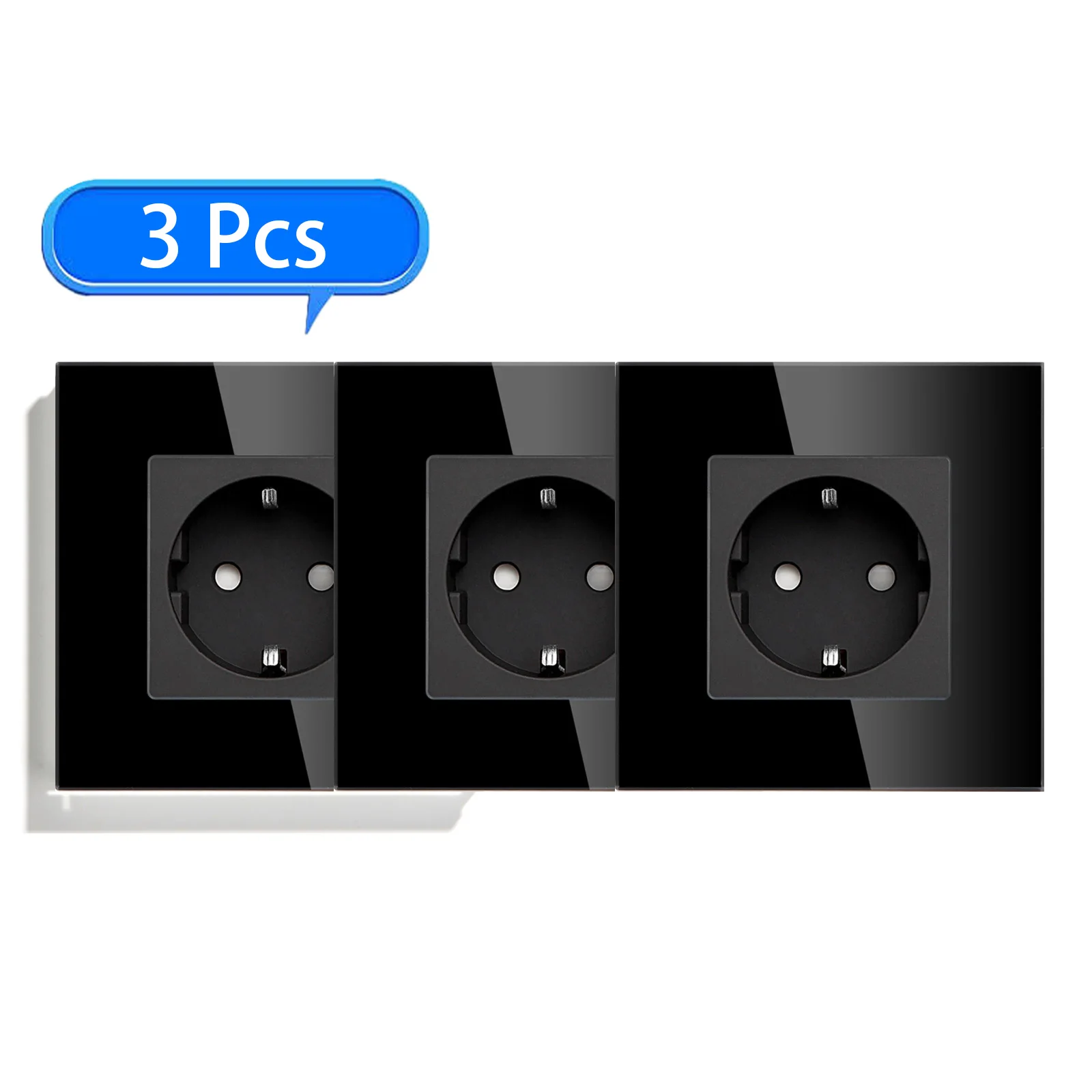 BSEED Wall Sockets Glass Frame Single Socket 16A EU Standard 110V - 240V Electrical Outlet Wall Mounted PACK