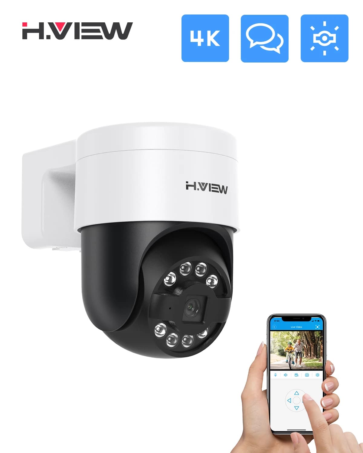 H.View Cctv Security Poe Ip Camera Ptz  5Mp 8mp 4K Dome Outdoor Audio Video Surveillance For Nvr System  Xmeye