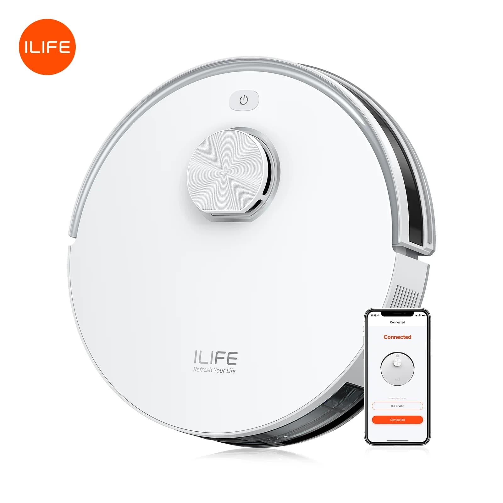 ILIFE V30 Robot Vacuum Cleaner, Laser Navigation, 10000Pa Suction, Up to 150min Runtime, APP Control, Customizable Cleaning
