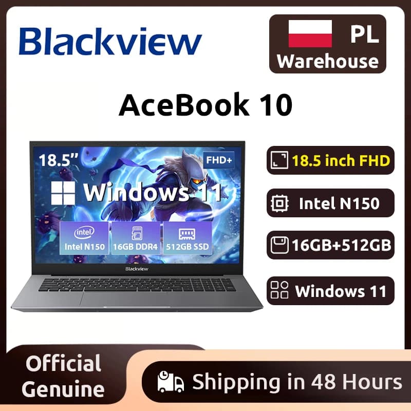 Blackview ACEBOOK 10 Laptop Computer 18.5" FHD 8000mAh Intel N150 Windows 11 16GB RAM 512GB BT5.2 WiFi 6  Desktop Notebook