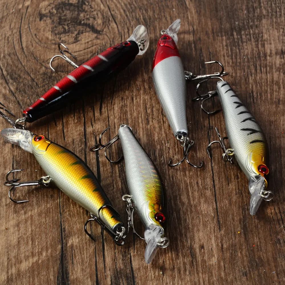 5pcs Hard Minnow Sinking Bait 8cm/9g Rattling Crankbaits Fishing Tackle