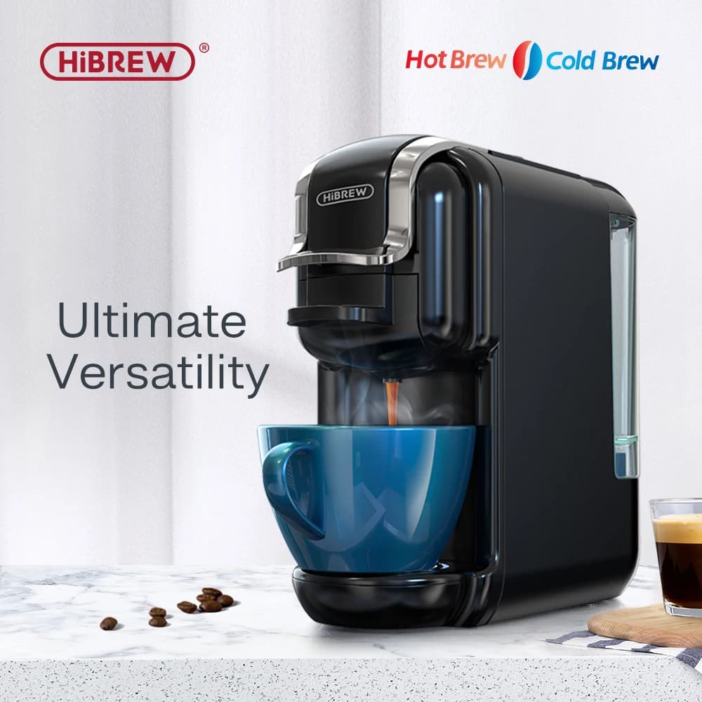 HiBREW Multiple Capsule Coffee Machine, Hot/Cold Dolce Gusto Milk Nespresso Capsule ESE Pod Ground Coffee Cafeteria 20Bar 5 in 1