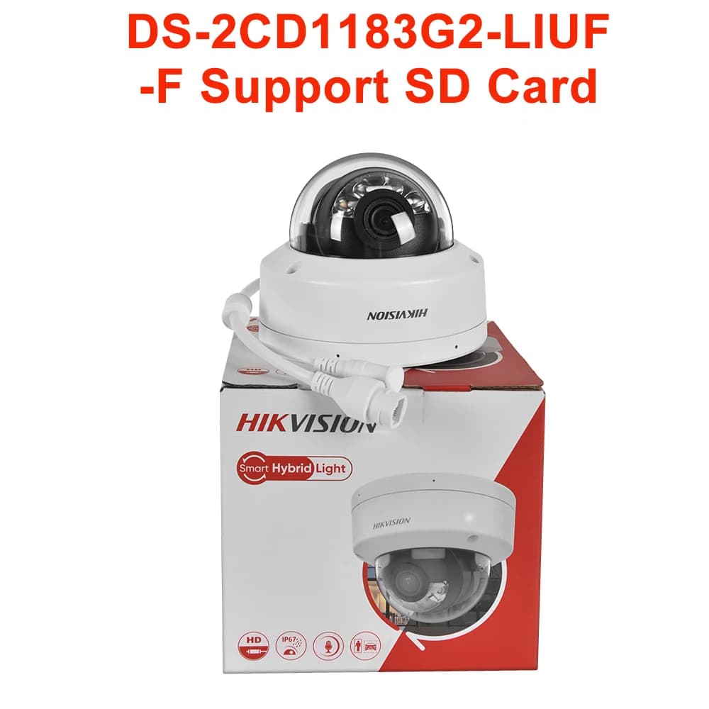 Hikvision 8MP IP Camera DS-2CD1183G2-LIUF Built-in Mic Dual-Light 4K Smart Hybrid Light With SD Card Slot Dome Network Camera